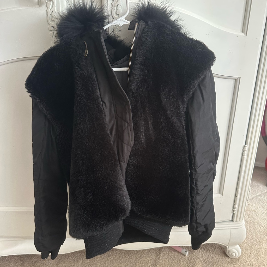 Real Black Fur Bomber Jacket